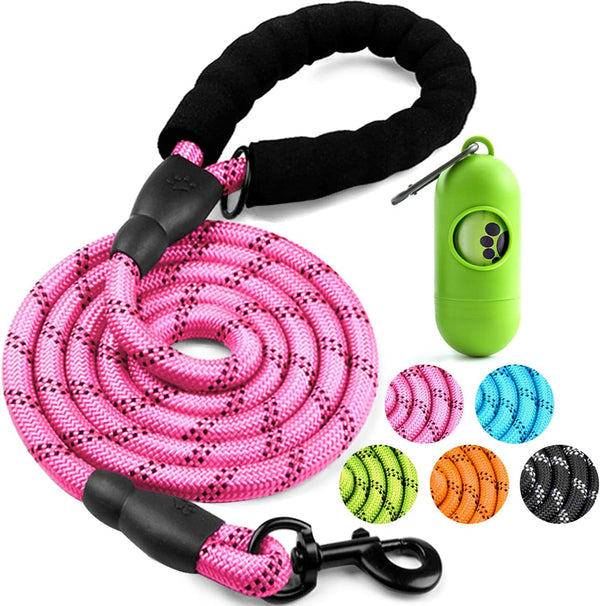 COOYOO 2 Pack Dog Leash 5 FT Heavy Duty - Comfortable Padded Handle - Reflective Dog Leash for Medium Large Dogs with Collapsible Pet Bowl17