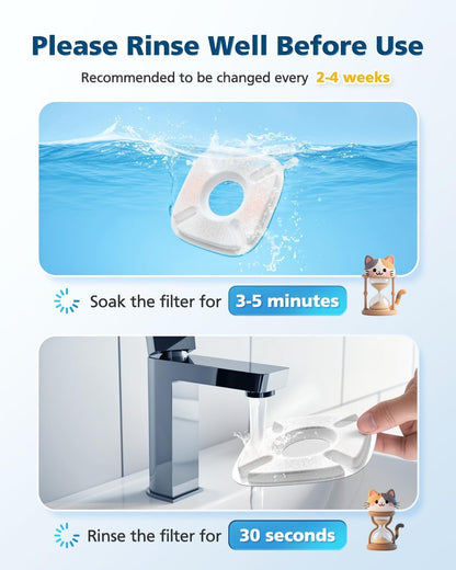 50 Pcs Cat Water Fountain Filters for Veken 95Oz 67Oz 135Oz Pet Fountain | Dog Water Fountain Automatic Dog Water Dispenser 25 Pcs Pet Fountain Filter Replacement & 25 Pcs Pre-Filter Sponges7