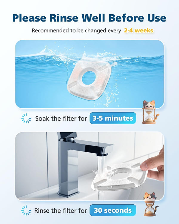 50 Pcs Cat Water Fountain Filters for Veken 95Oz 67Oz 135Oz Pet Fountain | Dog Water Fountain Automatic Dog Water Dispenser 25 Pcs Pet Fountain Filter Replacement & 25 Pcs Pre-Filter Sponges7