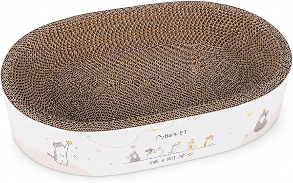 Patiencet 3-In-1 Cat Scratcher Cardboard Set for Indoor Cats, Cat Lounge Box with Wide & Slim Oval Cat Beds, Corrugated Cat Scratching Board for Furniture Protection, Rest & Play8