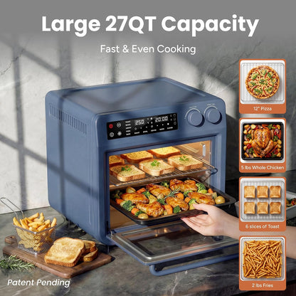 Digital Air Fryer Toaster Oven Combo, 25L Stainless Steel, Blue | Convection Countertop Oven, 10-In-1 Multi-Function, Fits 12" Pizza, 6 Slices of Toast, Smart Bake Roaster Cooking Appliances3