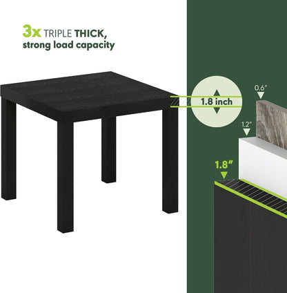 Classic Toolless Square Side Table, 1.8" Thick Tabletop, Black | Modern End Table, Simple Night Stand, Bedside Table, for Living Room, Bedroom5