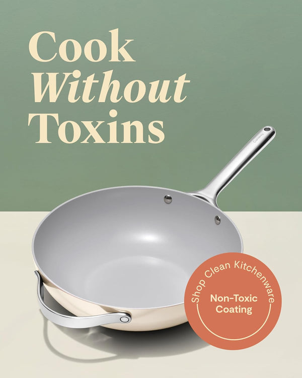 Caraway 12" Non-Stick Ceramic-Coated Stir Fry Pan | Wok-Inspired Pan, Free from Forever Chemicals, High-Sloped Walls, Stainless Steel Handles, Navy2