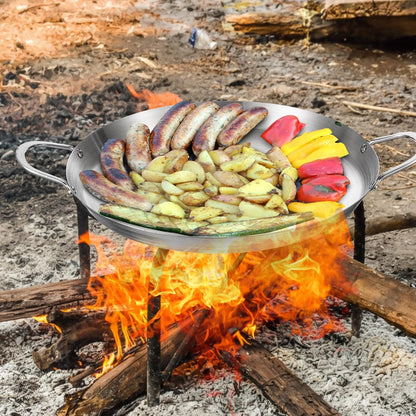 2 Pcs Stainless Steel Comal Frying Bowl Cookware 16 Inch Mexican Style Wok Inoxidable Concave Outdoors Stir Fry Discada Pan for outside Cooking4