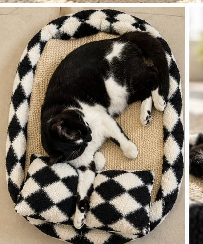 Furso Cat Bed Scratcher Lounge for Indoor Cats – Sisal Scratch Pad with Spring Treat Ball, Plush Pillow & Play Toy | Diamond Design | Protects Furniture16