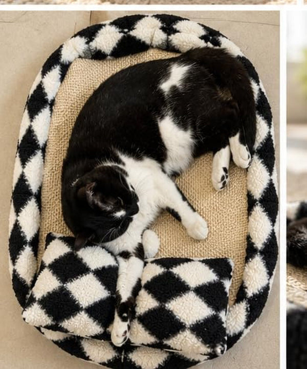 Furso Cat Bed Scratcher Lounge for Indoor Cats – Sisal Scratch Pad with Spring Treat Ball, Plush Pillow & Play Toy | Diamond Design | Protects Furniture16