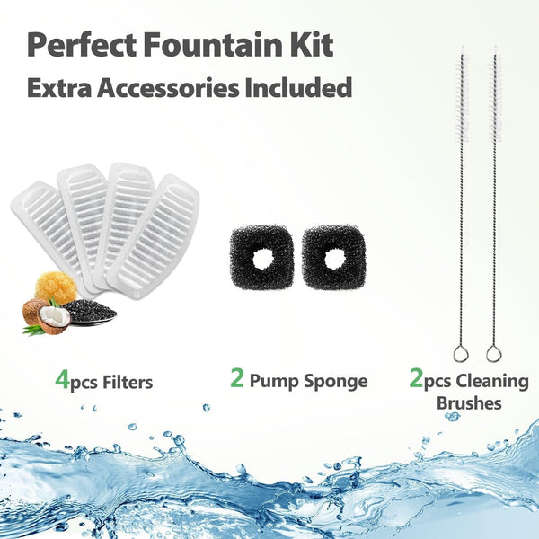 ORSDA Cat Water Fountain Stainless Steel, 2L Pet Fountain for Cats Inside, Dog Water Dispenser, Automatic Cat Drinking Fountains with 6 Replacement Filters for Cats, Small Dogs6