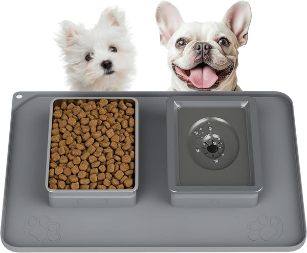 No Spill 1.5L Large Stainless Steel Dog Water and Food Bowl Set | 2-In-1 304 Material Bowl Set, No-Spill Water/Food, Floating Disk Slows Drinking, Anti-Slip Mat, Easy to Clean, Home/Travel10