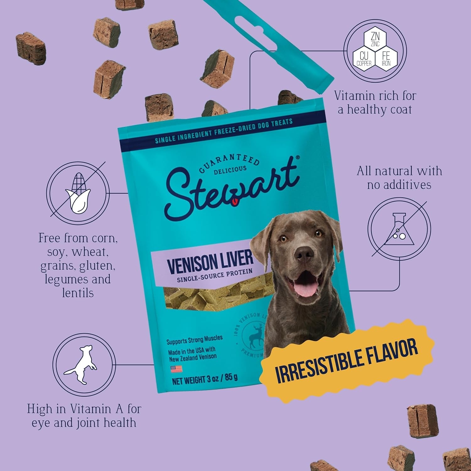 stewart-freeze-dried-dog-treats-100-venison-liver-3-oz-pouch-premium-quality-raw-protein-single-ingredient-high-protein-training-treats-food-topper-no-refrigeration-cat-friendly