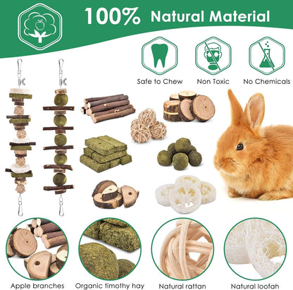 KATUMO Rabbit Chew Toys, Bunny Toys Apple Wood Grass Timothy Treat | DIY Hamster Chew Kit Bunny Teeth Care Molar Toys, Ideal for Rabbit, Guinea Pig, Chinchilla, Hamster, Squirrel, Gerbils4