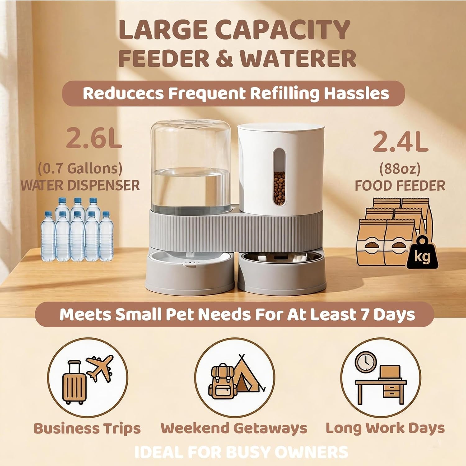 gravity-cat-feeder-2-pack-automatic-food-feeder-and-water-dispenser-set-detachable-pet-bowl-with-silicone-mat-for-cats-small-medium-dogs-large-capacitygrey