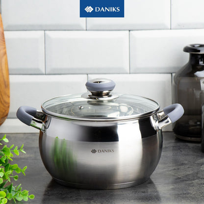 Modern 2 Quart Stainless Steel Stock Pot with Glass Lid, Tri-Ply Bottom for Even Heating, Induction Compatible, Dishwasher Safe, Heatproof Handles8
