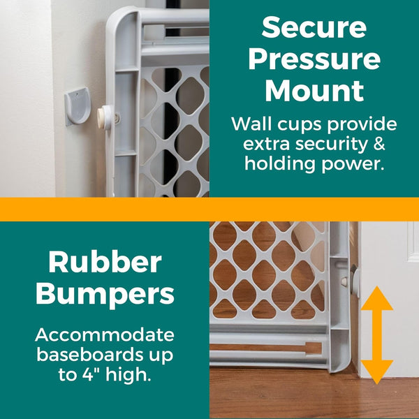 MYPET Universal Pet Gate: 26” - 42” Wide Dog Gate for Doorways with Pressure Fit or Swinging Door Hardware Mounting Types Included: 26" Tall; Gray4