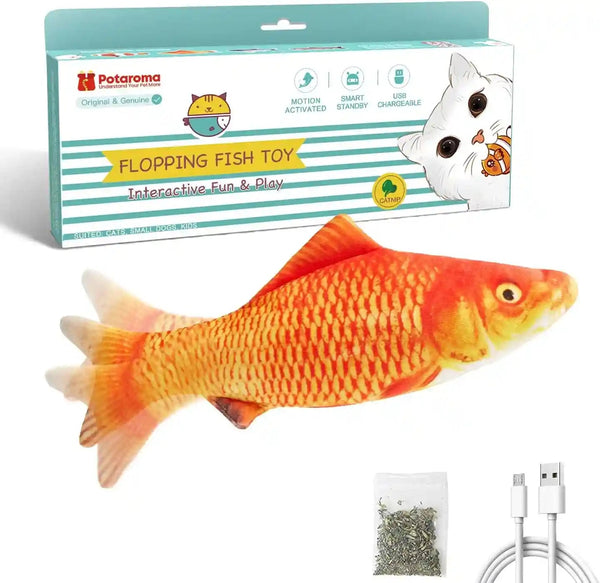 Potaroma Cat Toys Flopping Fish with Catnip, Moving Kitten Kicker, Floppy Wiggle Carp for Small Dogs, Interactive Motion Kitty Exercise, 10.5 Inches7