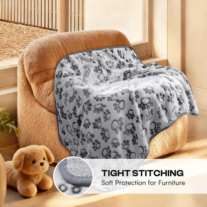 Luciphia Fluffy Paw Print Dog Blanket Large/Medium/Small, Soft Fleece Throw | 300GSM Cozy Blanket for Crate, Couch, Car, Bed. a Puppy & Cat Essential and Dog Gift for Pet Parents,Grey,30"X20"5