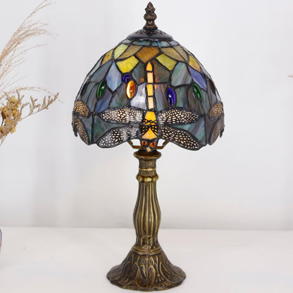 Table Lamp Base Replacement Only(B (4 H 15 Inch)) | Fit for 6, 8, 10 Inch Tiffany Style Stained Glass Lampshade, Dark Bronze Finish,Resin, Push Switch on Cord9