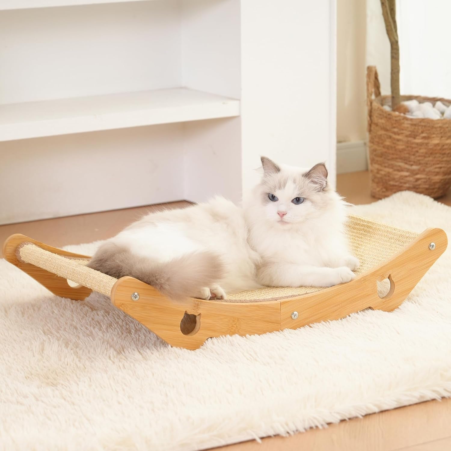 cat-scratcher-hammock-bed-u-shaped-wood-sisal-lounger-furniture-protector-pingping-go-23-6-x-13-8-inch-wood-frame-natural-sisal-indoor-outdoor-for-large-cats