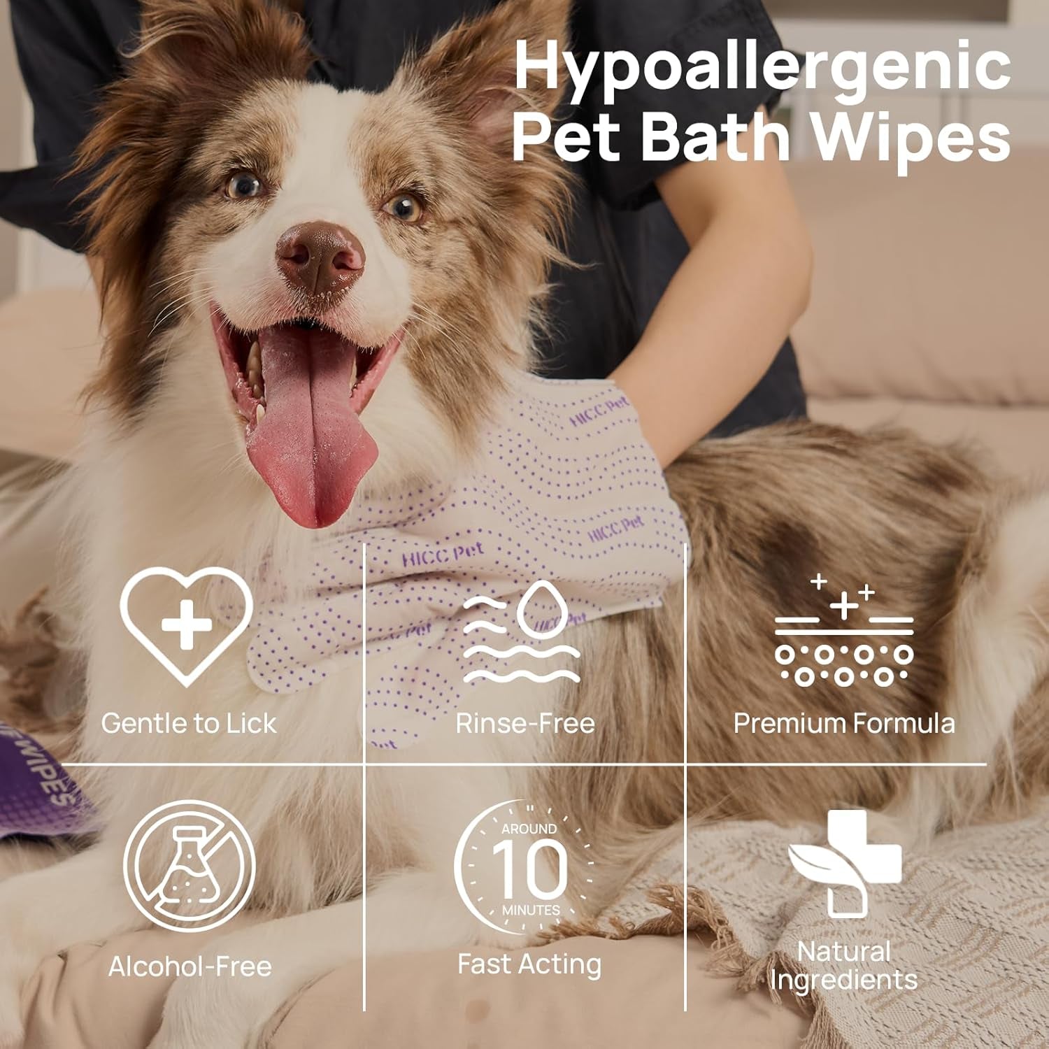 hicc-pet-cleaning-glove-wipes-pro-for-dogs-cats-20pcs-coconut-scent-puppy-wipes-no-rinse-pet-grooming-wipes-extra-thick-dual-textured-wipes-for-paws-face-coat-outer-ear-rear-end-area