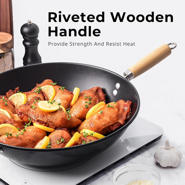 Carbon Steel Non-Stick Wok, Hand Wash Recommended, Easy Clean Kitchen Cookware3