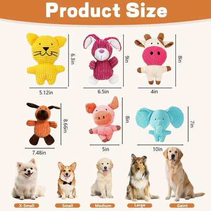 6 Pack Squeaky Dog Toys, Durable Stuffed Plush Chew Toys, Tough Plush Animal Dog Toys for Small Medium Large Dogs, Keep Dogs Busy, Premium Interactive Chew Toys for Puppies & Adult Dogs2