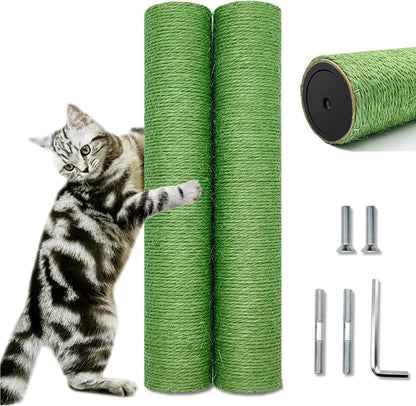 Cat Scratching Post Replacement Pole, 2 PCS 15.7In Cat Tree Replacement Post, Natural Sisal Cat Tree Replacement Parts with M8 Screws, Cat Scratch Post for Refurbishment (15.7In/40Cm)15