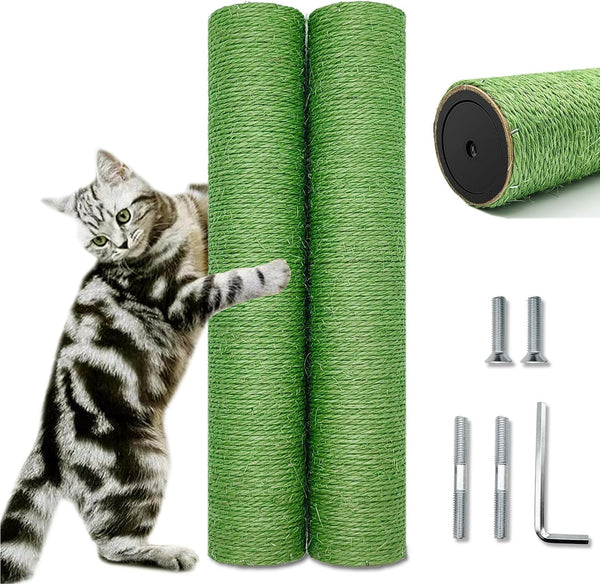 Cat Scratching Post Replacement Pole, 2 PCS 15.7In Cat Tree Replacement Post, Natural Sisal Cat Tree Replacement Parts with M8 Screws, Cat Scratch Post for Refurbishment (15.7In/40Cm)15