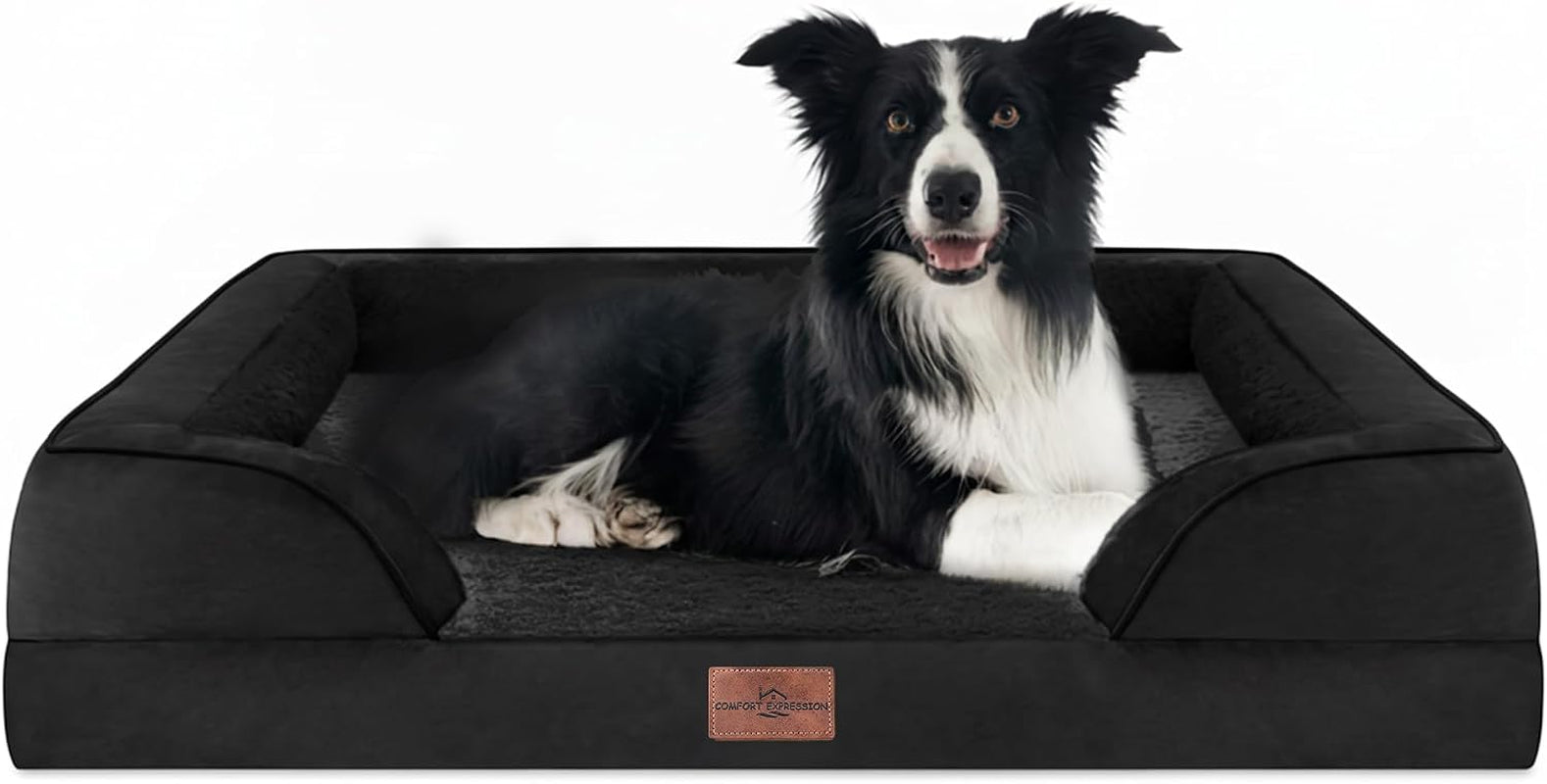 comfort-expression-orthopedic-dog-bed-for-extra-large-dogs-with-bolster-waterproof-dog-couch-bed-with-washable-cover-non-slip-bottom-supportive-egg-crate-foam-xl-pet-bed-42x30-inch
