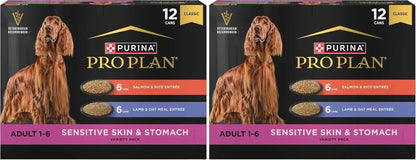 Purina Pro Plan Sensitive Skin and Stomach Dog Food Wet Classic Pate Salmon and Rice Entrée - (Pack of 12) 13 Oz. Cans11
