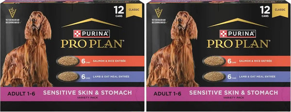 Purina Pro Plan Sensitive Skin and Stomach Dog Food Wet Classic Pate Salmon and Rice Entrée - (Pack of 12) 13 Oz. Cans11