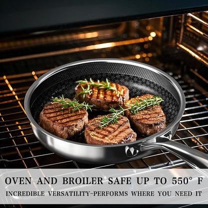Hybrid Tri-Ply Stainless Steel Cookware Set Oven Safe | Pots and Pans Set Non Stick with Steamer Basket, Non Toxic Induction Cookware, Kitchen Cookware Sets PFOA & PTFE Free6