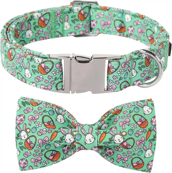 Lionet Paws Boy Dog Collar with Bowtie, Comfortable Adjustable Cute Navy Blue Bow Tie Collar for Male Dogs Gift, Xlarge, Neck 16-26 Inches26