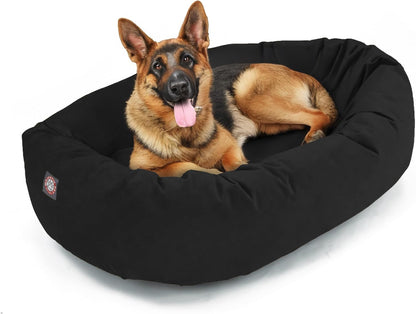 Majestic Pet 32 Inch Suede Calming Dog Bed Washable – Cozy Soft round Dog Bed with Spine Support for Dogs to Rest Their Head - Fluffy Donut Dog Bed 32X23X7 (Inch) - round Pet Bed Medium – Sage50
