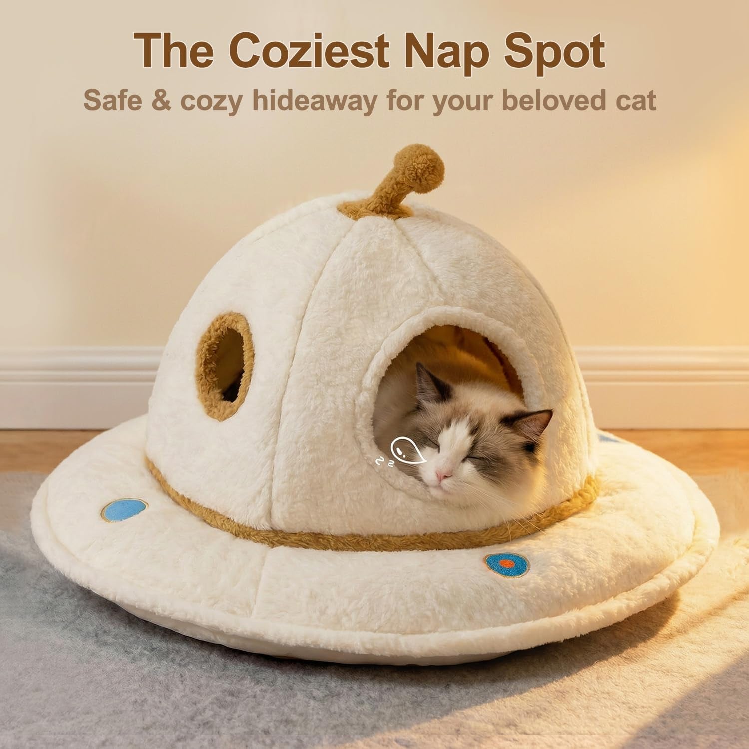 cat-house-for-indoor-cats-2-in-1-ufo-large-cat-bed-cave-soft-sherpa-fabric-calming-cozy-hideaway-removable-washable-cushion-spacious-for-multi-cat-families-up-to-25-lbs