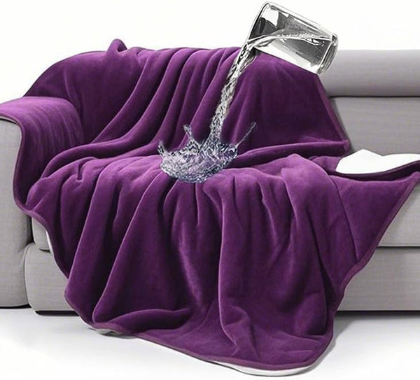 Gogobunny Waterproof Bed Blanket, Reversible Sherpa Fleece Throw Blanket for Dog Puppy Cat, Furniture Cover Protects Bed Couch Sofa from Liquid Pee and Pet Fur (Dark Purple, 50X60 Inches)40