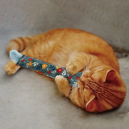 Jumpaws 2 Pack Natural Interactive Catnip & Silvervine Cat Kicker with Feathers, Bite Resistant Chew Toy, Crinkle Kicker, Accessories for Indoor Cat, Premium Corduroy Floral6