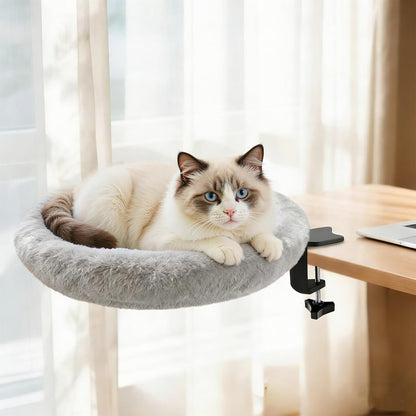 Cat Desk Bed - Ergonomic Cat Desk Perch Clamp for Remote Workers - Quality Desktop Suspended Cat'S Bed- Rotating Cats Hammock Desk with Removable Cover, Cat Bed Hold up to 50LBS, Gray1