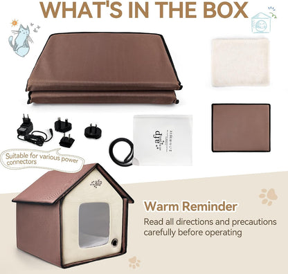 Pink Cat Litter Box Set, Small Cat Kitten Starter Kit with Litter Scoop, Cat Bowl, Kittens Toy; Heated Cat House Indoor, Cats Home with Heated Pad, Cat Houses & Condos, Heater Cat Bed8