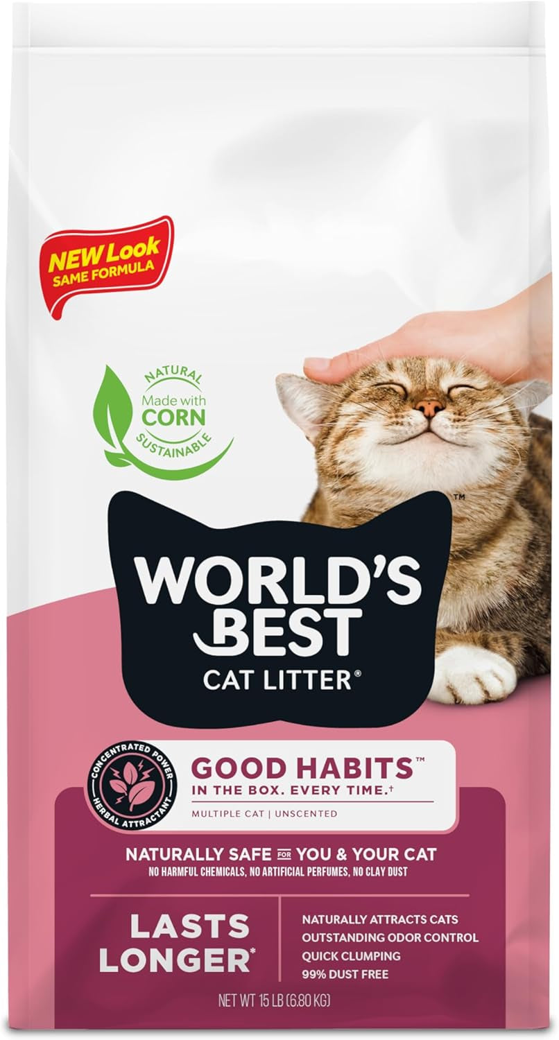 worlds-best-cat-litter-good-habits-cat-attract-litter-unscented-15-lb-attracts-cats-and-kittens-with-plant-based-attractant-natural-corn-litter-quick-clumping-flushable-99-dust-free-formula