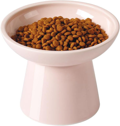 Loejan Elevated Cat Food and Water Bowls Set, Extra Wide and Raised Ceramic Bowls, Anti-Vomit Whisker-Free Pressure Cat Feeder for Kittens to Adult Cats and Small Dogs (White, Water Bowl)20