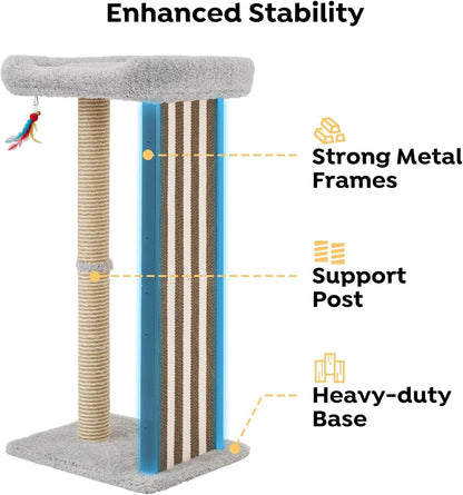 Veehoo 35" Tall Cat Scratching Post for Indoor Cats, Sturdy Cat Scratch Pad | Scratch Post with Plush Top Bed & Replaceable Metal Frame Scratching Board, Easy Assembly4