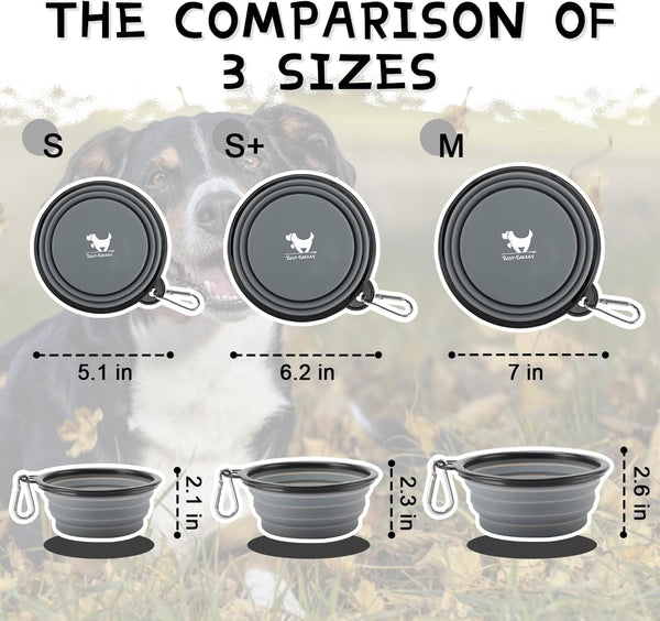 Collapsible Dog Bowls for Travel, 2-Pack Dog Portable Water Bowl for Dogs Cats Pet Foldable Feeding Watering Dish for Traveling Camping with Carabiners, BPA Free (Grey&Black, Small (Pack of 2))3