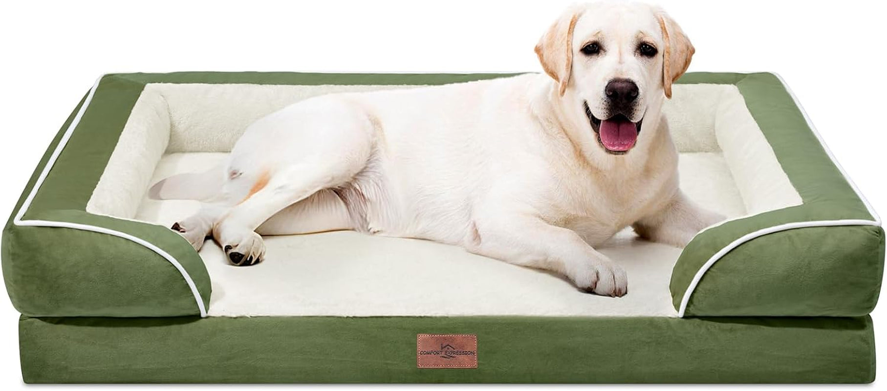 comfort-expression-orthopedic-dog-bed-for-extra-large-dogs-with-bolster-waterproof-dog-couch-bed-with-washable-cover-non-slip-bottom-supportive-egg-crate-foam-xl-pet-bed-42x30-inch