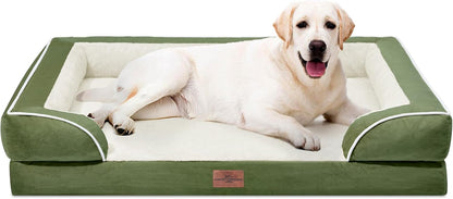 Comfort Expression Orthopedic Dog Bed for Extra Large Dogs with Bolster | Waterproof Dog Couch Bed with Washable Cover & Non-Slip Bottom, Supportive Egg Crate Foam XL Pet Bed, 42X30 Inch115