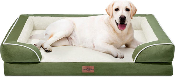 Comfort Expression Orthopedic Dog Bed for Extra Large Dogs with Bolster | Waterproof Dog Couch Bed with Washable Cover & Non-Slip Bottom, Supportive Egg Crate Foam XL Pet Bed, 42X30 Inch115