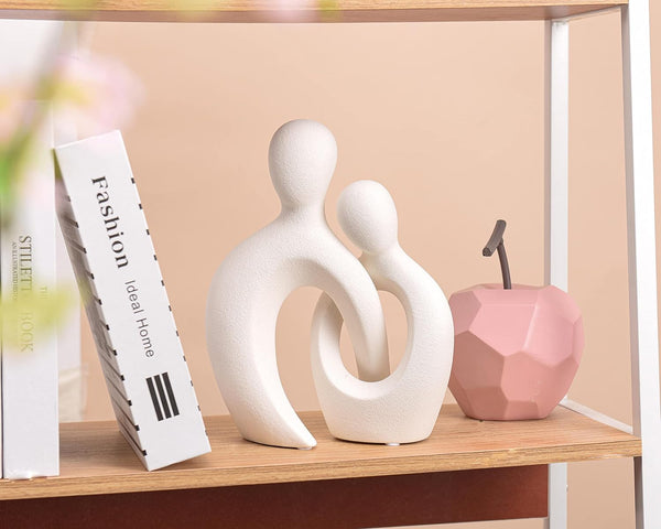 Ceramic Couple Statues for Home Decor, Abstract Lover Sculpture Shelf Decor | Office Decor, Home Decorations for Living Room, Bedroom, Gifts for Anniversary Valentine'S Day Birthday (White)6