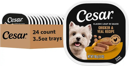 Cesar Classic Loaf in Sauce Wet Dog Food, Filet Mignon, 3.5 Oz, 24 Count | Made in USA, Real Beef #1 Ingredient, No Fillers/Added Sugar/Artificial Flavors, Use as Meal or Topper, Easy Peel Trays13