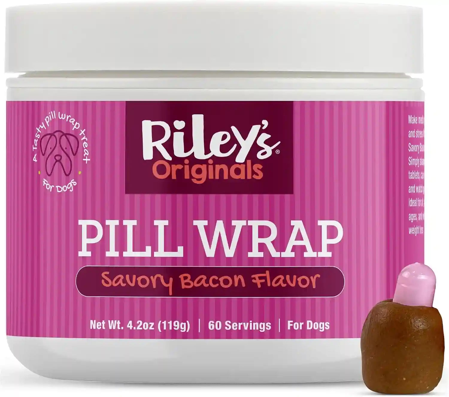 rileys-pill-wrap-for-dogs-cheese-bacon-pill-paste-for-dogs-4-2oz-wrap-capsules-tablets-in-a-tasty-pocket-or-pouch-to-mask-the-taste-flavored-treat-paste-for-easy-medication-time