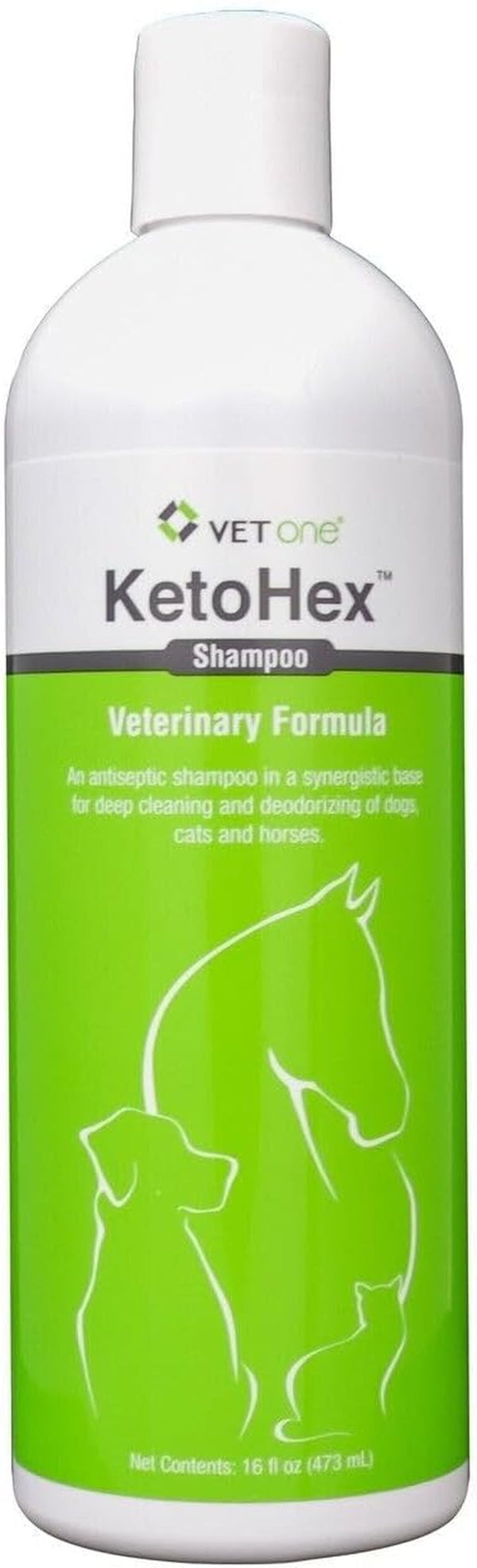 Ketohex Cat and Dog Shampoo - 16 Oz anti Bacterial Cat & Dog Flea and Tick Treatment, for Sensitive Skin Infections & Lesions, Protects & Moisturizes, Antifungal Treatment for Dogs & Cats - Vetone1