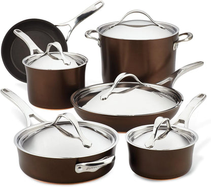 83852 Nouvelle Copper Hard Anodized Nonstick Cookware Set / Pots and Pans Set - 11 Piece, Brown1