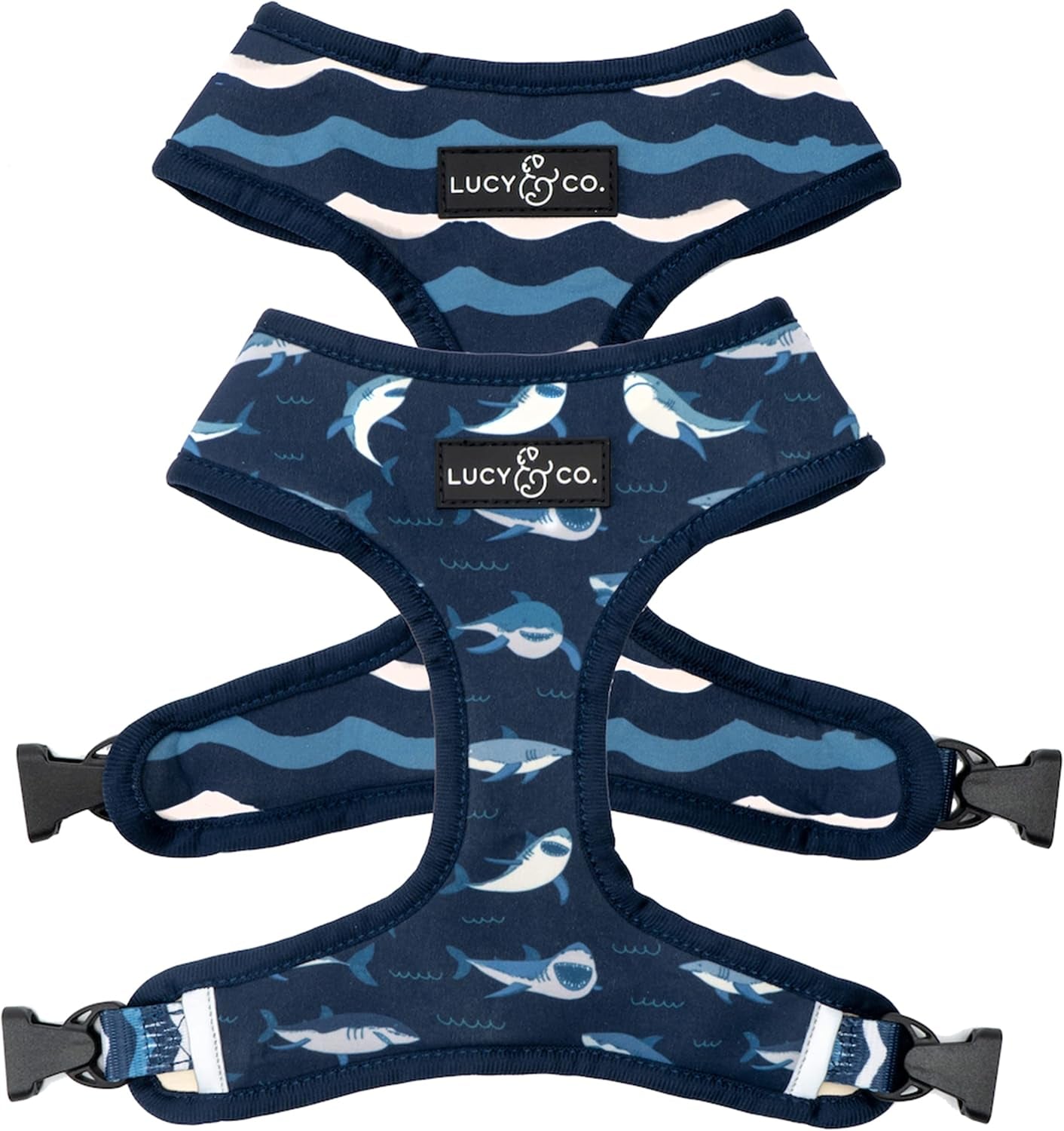 lucy-co-reversible-dog-harness-water-repellent-neoprene-dual-print-design-easy-swap-style-adjustable-comfort-fit-take-a-bow-reversible-harness-small